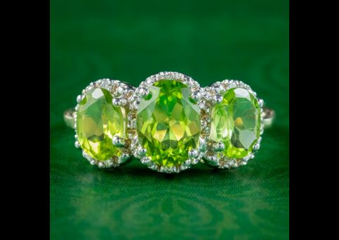 PERIDOT DIAMOND RING GOLD TRILOGY RING