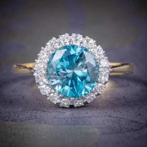 ANTIQUE EDWARDIAN BLUE ZIRCON RING 18CT GOLD PLATINUM CIRCA 1910